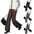 thumbnail image 1 of Bovxnpu Women Checkered Pants Wide Leg Pants For Women Wide Leg Pants Women Loose With Pockets Pull On Casual Trousers Soft Comfy, 1 of 8