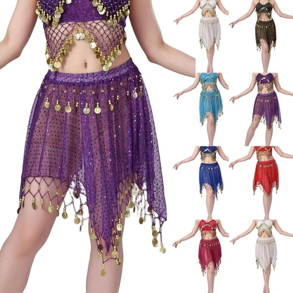 Bovxnpu Women Skirt Sparkly Sequin Fringe Skirt Tassel Shorts Belly Dance Skirts Festival Outfits for Women Beach Vacation Summer Outfits