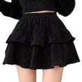 thumbnail image 1 of Bovxnpu Women Skirt Women's Mini Skirt Pleated Skater Skirt Basic Casual High Waisted Ruffles Flared Mini Skirts Fall And Summer Casual Corduroy Cake Skirt Beach Vacation Summer Outfits, 1 of 5