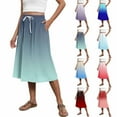 thumbnail image 1 of Bovxnpu Women Skirt Women's Pull On Midi Length Skirt Drawstring Side Pocket Casual Loose Skirt Beach Vacation Summer Outfits, 1 of 6