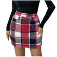 thumbnail image 1 of Bovxnpu Women Skirt Womens High Waist Plaid Skirt Bodycon Pencil Wools Mini Skirts Beach Vacation Summer Outfits, 1 of 6