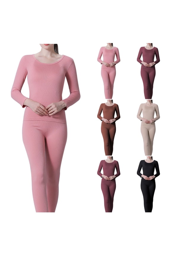 Women Thermal Underwear Set, Womens Fleece Lined Thermal Base Layer Set Long Sleeve Shirt and Leggings for Cold Weather Lounge Set for Women