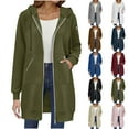 thumbnail image 1 of Bovxnpu Women's Fall Jacket Zip Up Hoodies Long Sleeve Long Tunic Sweatshirts Oversized Fleece Casual Coat with Pocket Women's Long Sleeve Hooded Jacket Casual Outerwear Tops, 1 of 6