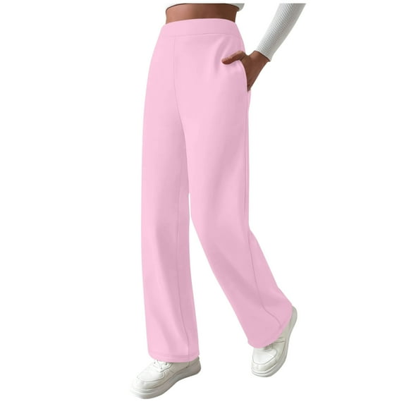 Bovxnpu Women's Fleece Lined Pants Winter Warm Pants Womens Leggings Loose High Waisted With Pockets Print Pull On Casual Trousers Soft Comfy