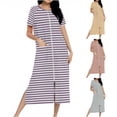 thumbnail image 1 of Bovxnpu Women's Long Sleeve Nightgown Long Robes Sleepshirts Sleep Dress Knit Zip-Front With Pockets Full-Length Robe Sleepwear, 1 of 8