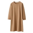 thumbnail image 1 of Bovxnpu Women's Long Sleeve Nightgown Winter Warm Robes Sleepshirts Sleep Dress Velour Crew Neck Long Sleeve Fleece Lined Mid-Calf Sleepwear, 1 of 7
