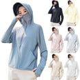 thumbnail image 1 of Bovxnpu Women's Long Sleeve Sun Protection Shirts, Lightweight Womens Activewear Breathable Sunscreen Hoodie Workout Tops, Ladies Solid Color Hooded Sun Protection Clothing M, 1 of 7