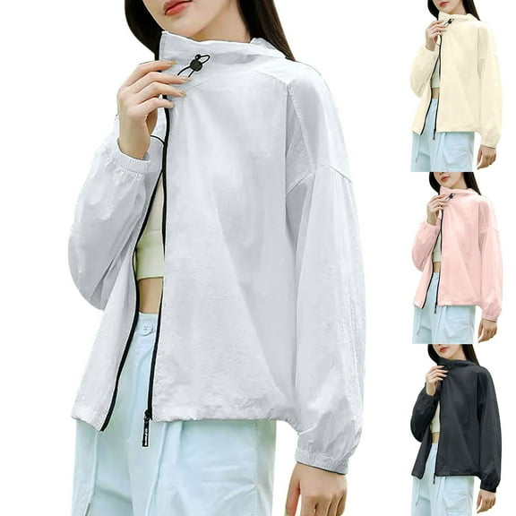 Bovxnpu Women's Long Sleeve Sun Protection Shirts, Lightweight Womens Activewear Breathable Sunscreen Hoodie Workout Tops, Ladies Solid Color Hooded Sun Protection Clothing XL