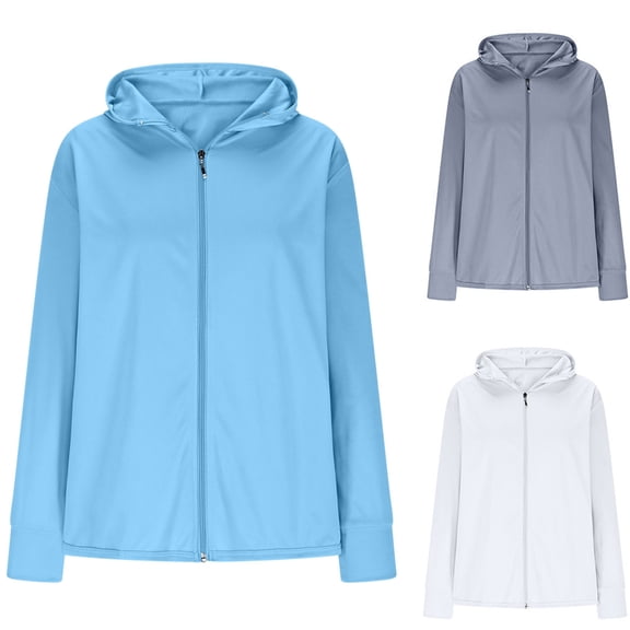 Bovxnpu Women's Long Sleeve Sun Protection Shirts, Lightweight Womens Activewear Breathable Sunscreen Hoodie Workout Tops, Women's Casual Hooded Lightweight Outwear M