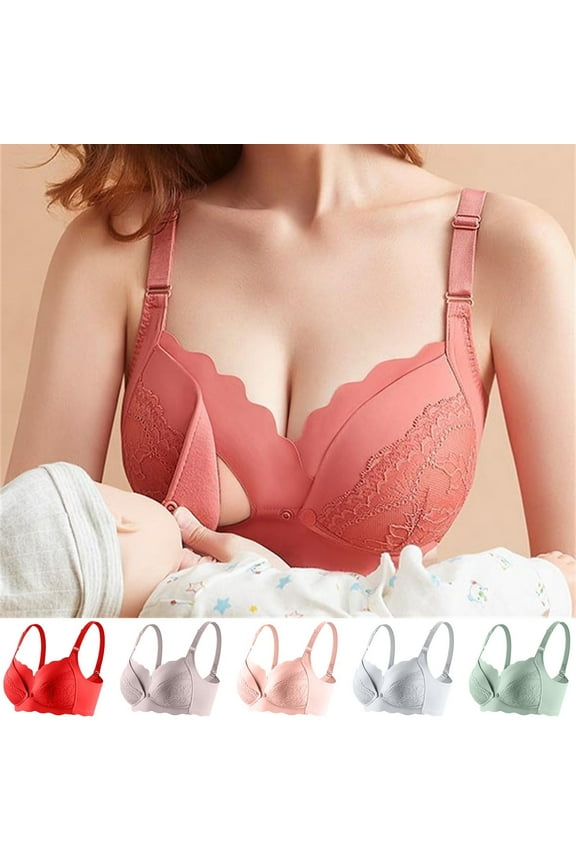 Women's Maternity Nursing Bras, Nursing Bras for Breastfeeding Soft Cotton Front Button Bra, Women's Breastfeeding Bra With Open Button Postpartum Breastfeeding Bra 42B