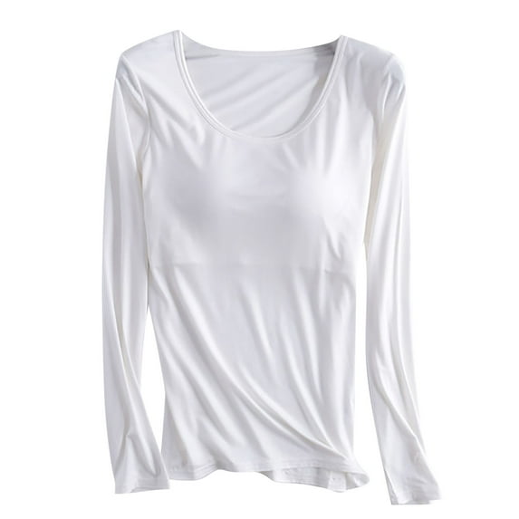 Bovxnpu Women's Pajama Tops Long Sleeve Sleep Shirt Loungewear Cotton Cotton Long Sleeve Bralette Top Undershirt Women Sleepwear
