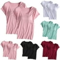 thumbnail image 1 of Bovxnpu Women's Pajama Tops Short Sleeve Sleep Shirt Summer Loungewear 2PC Cotton Short Sleeve Crew Neck Bralette Top Built-in Cup Women Sleepwear, 1 of 6