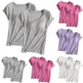 thumbnail image 1 of Bovxnpu Women's Pajama Tops Short Sleeve Sleep Shirt Summer Loungewear 2PC Cotton Short Sleeve Crew Neck Bralette Top Built-in Cup Women Sleepwear, 1 of 3