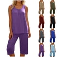 thumbnail image 1 of Bovxnpu Women's Pajamas Set 2 Piece Loungewear Set Ruffled Tank Pajama Elastic Waist Capris Loungewear Sleepwear Set Sleepwear, 1 of 8