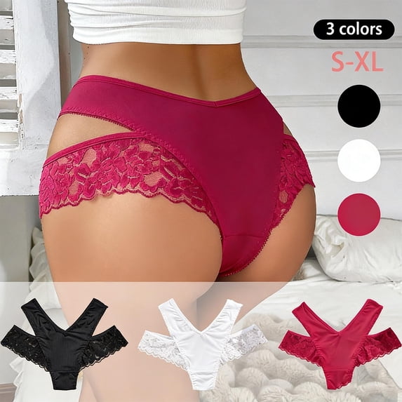 Bovxnpu Women's Plus Size Panties, Women's Breathable Lace Brief Panties Underwear, Women's Lace Stretch Panties High Waist Underpants Panties Briefs Underwear