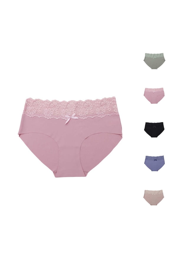 Women's Plus Size Panties, Women's Breathable Lace Brief Underwear, Women's Lace Abdomen Mid-Waisted Waist And Hip Lift Comfortable Breathable Underwear Briefs Underwear