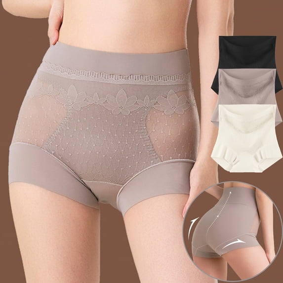 Bovxnpu Women's Plus Size Panties, Women's Seamless Shapewear Boyshort Panties, Women's Plus Size Lace Safety Pants Waist-lifting Hip-shaping Pants Underwear Underwear