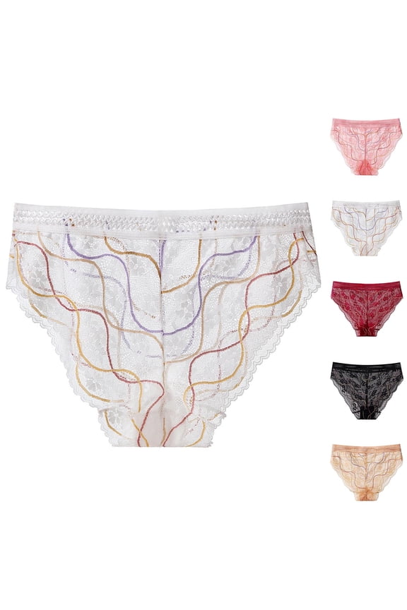 Women's Plus Size Panties, Womens Breathable Lace Brief Underwear No Show Panties, Underwear French Thin Perspective Mesh Lace Underwear Cropping Hip Lifting Low Waist Underwear Underwear