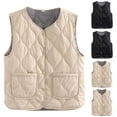 thumbnail image 1 of Bovxnpu Women's Puffer Vest Lightweight Quilted Sleeveless Jackets Fall Winter Button Pocket Coat Women's Fashion Solid Color Casual Vest Crew Neck Pocket Buttoned Sleeveless Jacket, 1 of 4