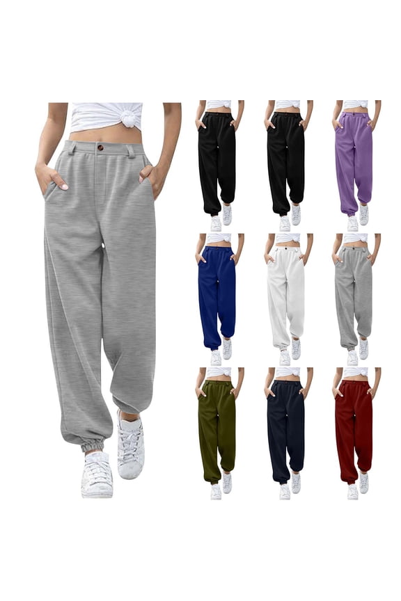 Women's Sweatpants Joggers Loungewear Pants with Pockets Womens Sweatpants Cuffed Ankle With Pockets Stretchy Pull On Casual Trousers Soft Comfy