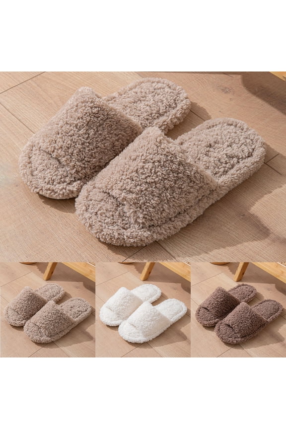 Women's Warm Fuzzy Slippers Winter House Shoes, Men And Women Casual Indoor And Outdoor Curly Slippers Comfy Soft Lightweight Indoor House Shoes