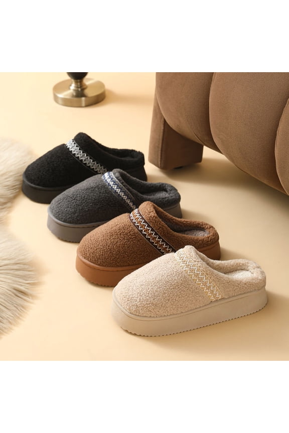 Women's Warm Fuzzy Slippers Winter House Shoes, Women's Fall And Winter Thick Bottom Indoor And Outdoor Warm Sandals Comfy Soft Lightweight Indoor House Shoes
