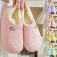 thumbnail image 1 of Bovxnpu Women's Warm Fuzzy Slippers Winter House Shoes, Women's Winter Outerwear Toe Covering Slippers Fleece-Lined Warm Flat Slippers Comfy Soft Lightweight Indoor House Shoes, 1 of 7