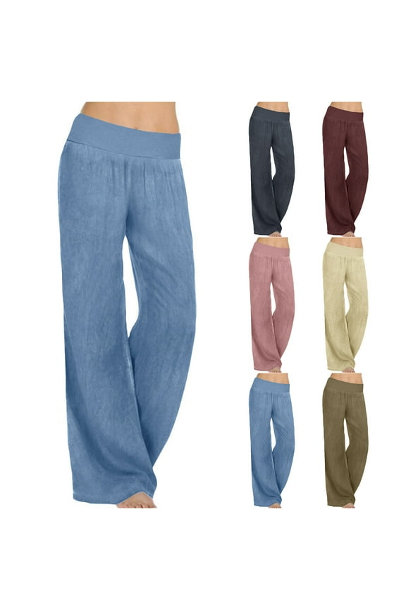 Women's Wide Leg Jeans Strechy Denim Pants Casual Pants Women Loose Elastic Waist With Pockets Pull On Casual Trousers Soft Comfy