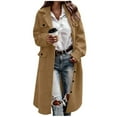 thumbnail image 1 of Bovxnpu Women's Winter Wool Coat Classic Coat Lapel Collar Open Front Belted Long Jacket Women's Fashion Collared Solid Color Wool Pocket Long Sleeve Button Cardigan Jacket, 1 of 4