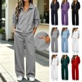 thumbnail image 1 of Bovxnpu Womens 2 Piece Outfits Tracksuit Sets Zip Collared Wide Leg Pants Pocket Set Matching Outfits, 1 of 9