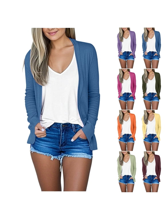 Womens Cardigans Casual Loose Cover Ups, Women's Long Sleeve Shrugs Lightweight Open Front Cardigan for Women L