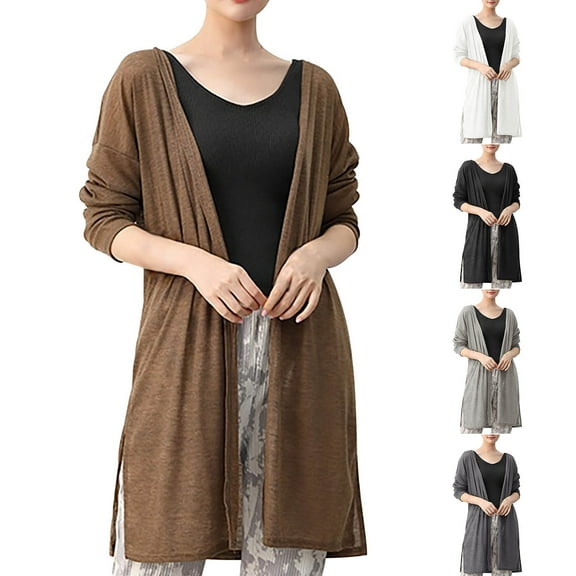 Bovxnpu Womens Cardigans Casual Loose Cover Ups, Women's Long Sleeve Shrugs Lightweight Open Front Cardigan for Women L