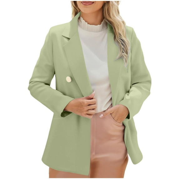 Bovxnpu Womens Casual Blazers Button Down Long Sleeve Work Office Suit Jackets Blazer Women's Solid Color Buttoned Pocket Long Sleeve Lapel Blazer