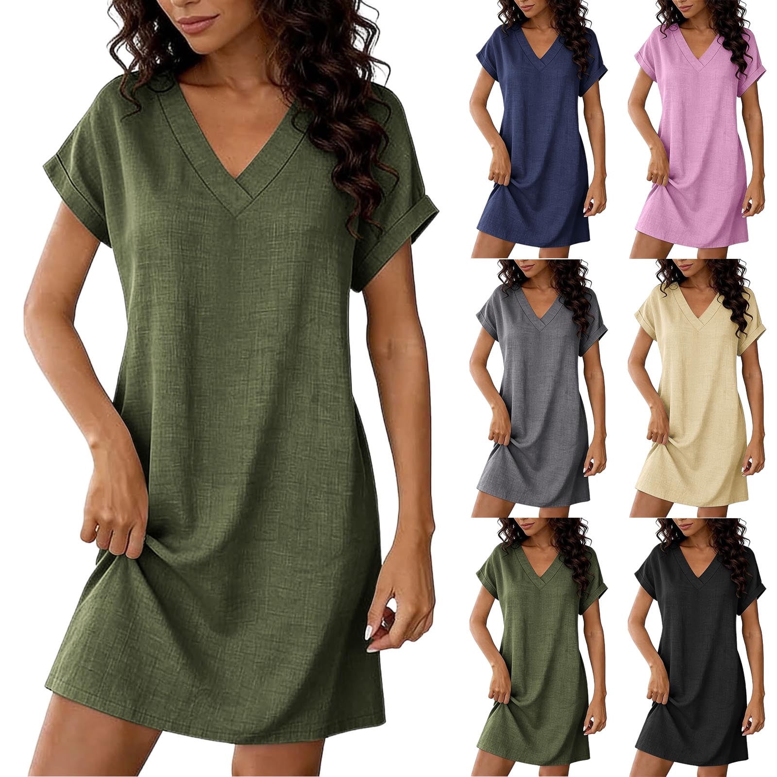 Bovxnpu Womens Casual Dresses Summer Beach Vacation Sundress T Shirt ...