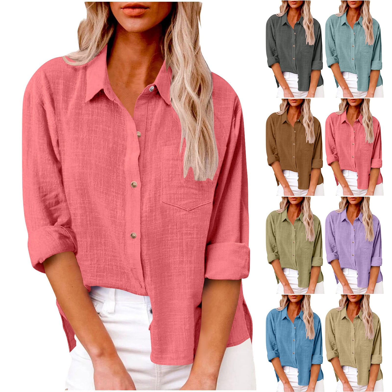 Plus Size Casual Long Sleeve Button-Down Shirt