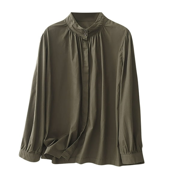 Bovxnpu Womens Long Sleeve Plus Size Tops, Button Down Shirts for Women Dressy Casual Blouse Business Casual Work Tops Plus Size Spring Clothes XL