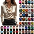 thumbnail image 1 of Bovxnpu Womens Long Sleeve Plus Size Tops, Women's Satin Silk Tops Dressy Blouse Long Sleeve Elegant Shirt Pullover Tops XL, 1 of 6