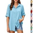 thumbnail image 1 of Bovxnpu Womens Long Sleeve Shirts Loose Sun Protection Cardigan Sleepwear, 1 of 9