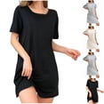 thumbnail image 1 of Bovxnpu Womens Nightgown Sleepshirt Pajama Dress Crew Neck Short Sleeve Midi Nightgown Casual Summer Home Sleepwear, 1 of 8