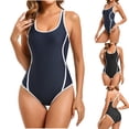 thumbnail image 1 of Bovxnpu Womens One Piece Swimsuits Slim Swimwear, Women's Color Blocks Swimwear Women U-neck Suspenders Fold Backless Bikinis Ladies Summer Swimwear Beach Vacation, 1 of 6