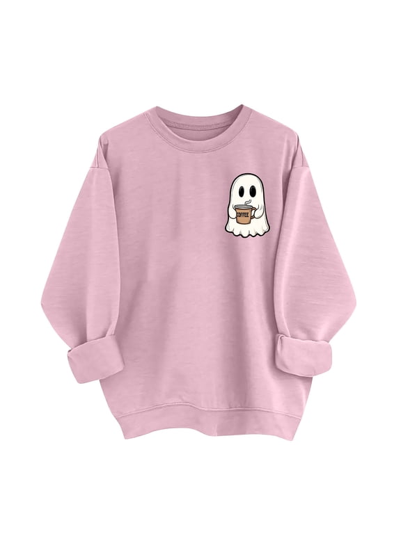 Womens Oversized Sweatshirts, Halloween Day Sweatshirts for Women Fleece Crewneck Sweaters Casual Tops Comfy Fall Fashion Outs Winter Clothes
