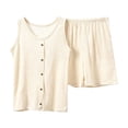 thumbnail image 1 of Bovxnpu Womens Pajama Set Crew Neck Sleeveless Button Tank Pocket Sleepwear, 1 of 5