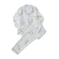 thumbnail image 1 of Bovxnpu Womens Pajama Sets Short Sleeve Button Down Sleepwear Heart Print Ruffled 2PC Set Soft Wrinkle Texture Comfortable Sleepwear, 1 of 4