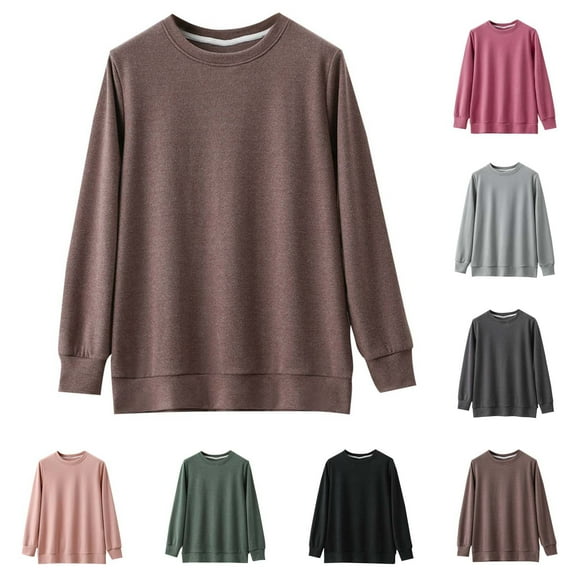 Bovxnpu Womens Pajama Shirt Sleepwear Loungewear, Womens Sleep Shirt Long Sleeved Round Neck Pullover Sleepwear Fall Home Clothe Sweatshirt