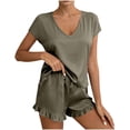 thumbnail image 1 of Bovxnpu Womens Pajamas Sets 2 Piece Short Sleeve Lounge Set Cotton Crew Neck Short Sleeve Shorts Summer Light 2-Piece Sleepwear, 1 of 5