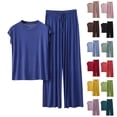 thumbnail image 1 of Bovxnpu Womens Pajamas Sets 2 Piece Short Sleeve Lounge Set Cotton Loose V-Neck Short Sleeve Pants Lightweight Sleepwear, 1 of 6