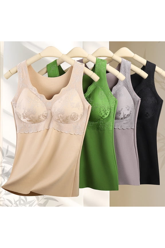 Womens Pajamas Tops Sleep Shirt Thermal Underwear Print Seamless Padded Bra Fleece Sleepwear