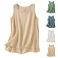 thumbnail image 1 of Bovxnpu Womens Plus Size Tops, Women Summer Cotton Linen Cami Top Checkered Tank Top Casual Loose Trendy Sleeveless Basic Tee XXXL, 1 of 5