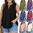 thumbnail image 1 of Bovxnpu Womens Plus Size Tops, Womens Crew Neck Tank Tops Sleeveless Loose Blouse Casual Shirts Summer Beach Vacation Clothes Fashion Outfits XXL, 1 of 6