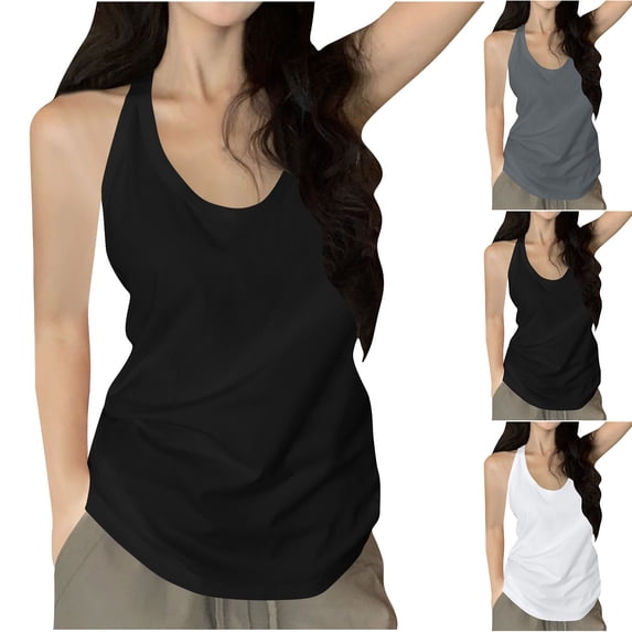 Bovxnpu Womens Plus Size Tops, Workout Tops for Women Racerback Basic Tank Sleeveless Tops M